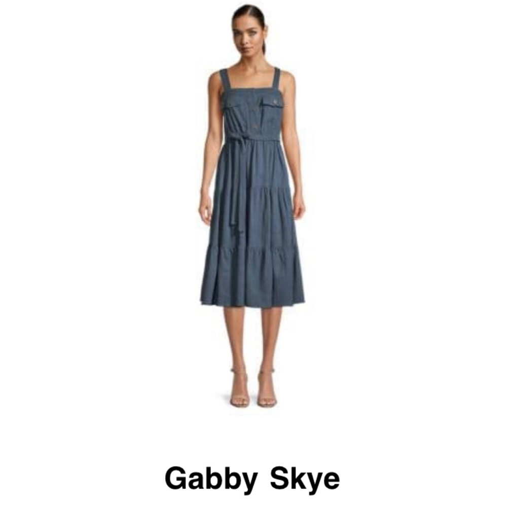 🆕 Gabby Skye Dress Flap Pocket Sleeveless size 14 Navy